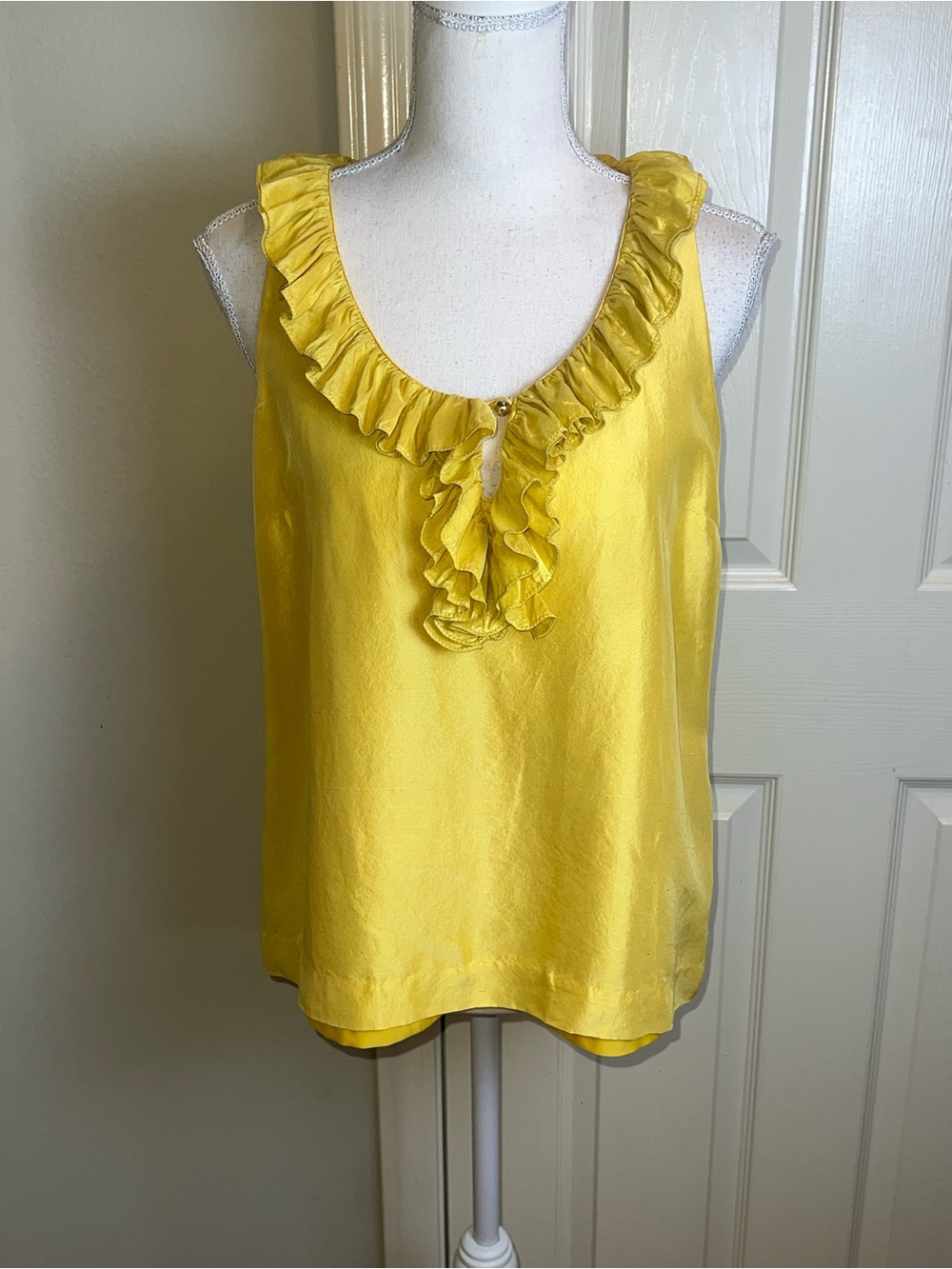 KATE SPADE Silk Sleeveless Top With Ruffle Collar